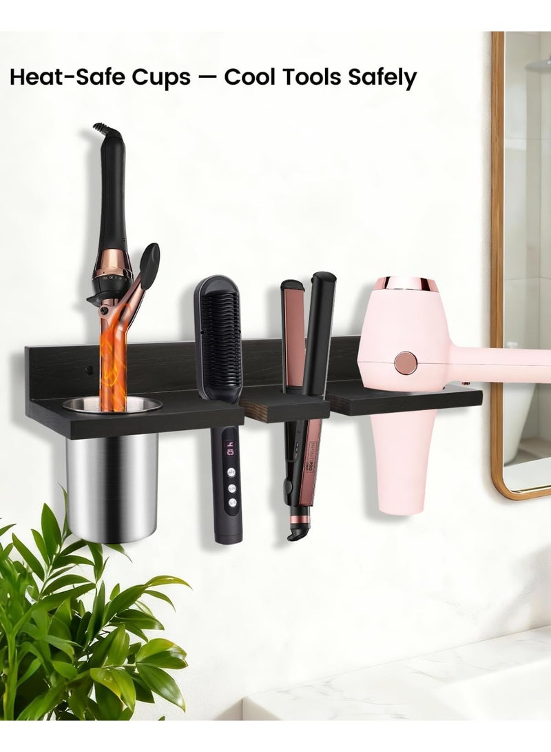 YelaJoy Hair Dryer Holder Self Adhesive Hair Tool Organizer Blow Dryer Holder Wall Mount Hair Care Tools Organizer Bathroom Space Saver (Black) - Image 3